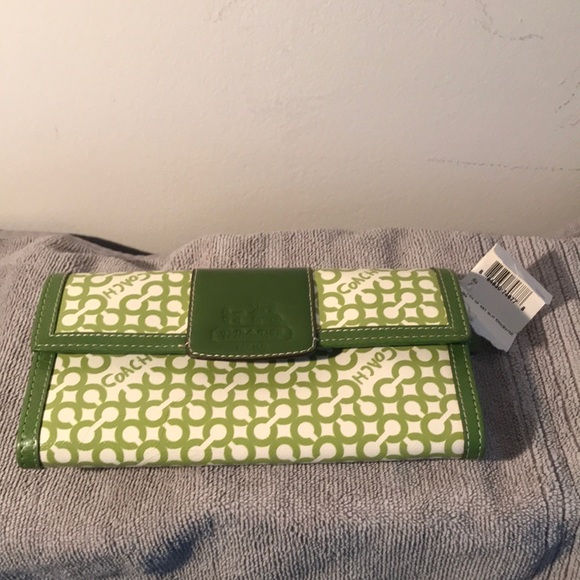 Coach Handbags - Coach Green and White Wallet NWT